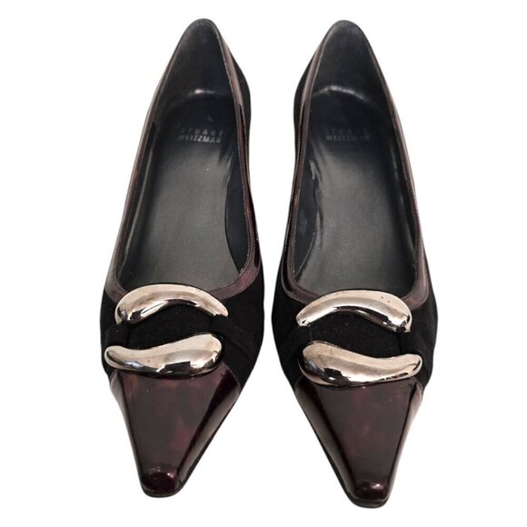 Stuart Weitzman Vintage Marsala Black Suede Tortoise Shell Pumps Sz 6 - Picture 3 of 9